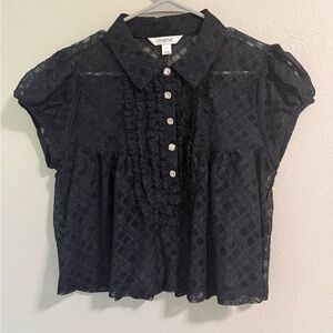 Maeve Black Lace Ruffle Button Blouse – Size M - NWT